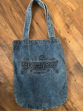Source Unknown Blue Denim Tote with Embroidered Country Store Logo